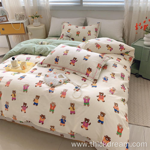 Colorful bear duvet cover bedding pillowcase set